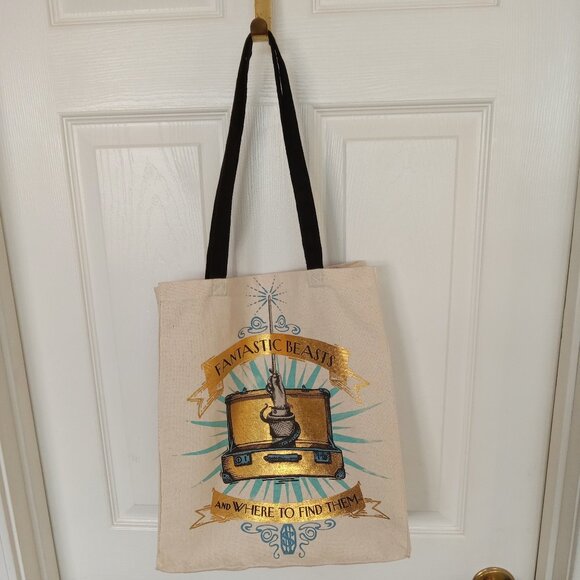 Harry Potter Fantastic Beasts Cotton Tote w/metallic gold accents - Picture 2 of 6